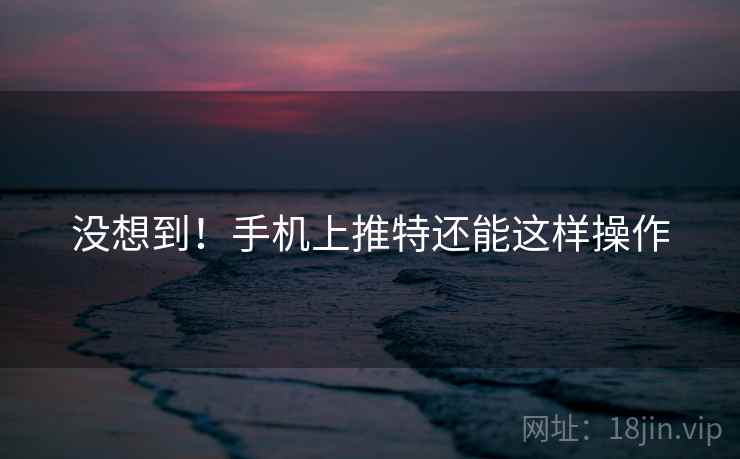 没想到！手机上推特还能这样操作